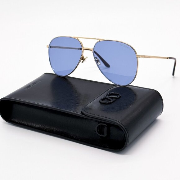 NEW VALENTINO SUNGLASSES VLS-172C GOLD/BLUE UNISEX EYEWEAR display picture 1